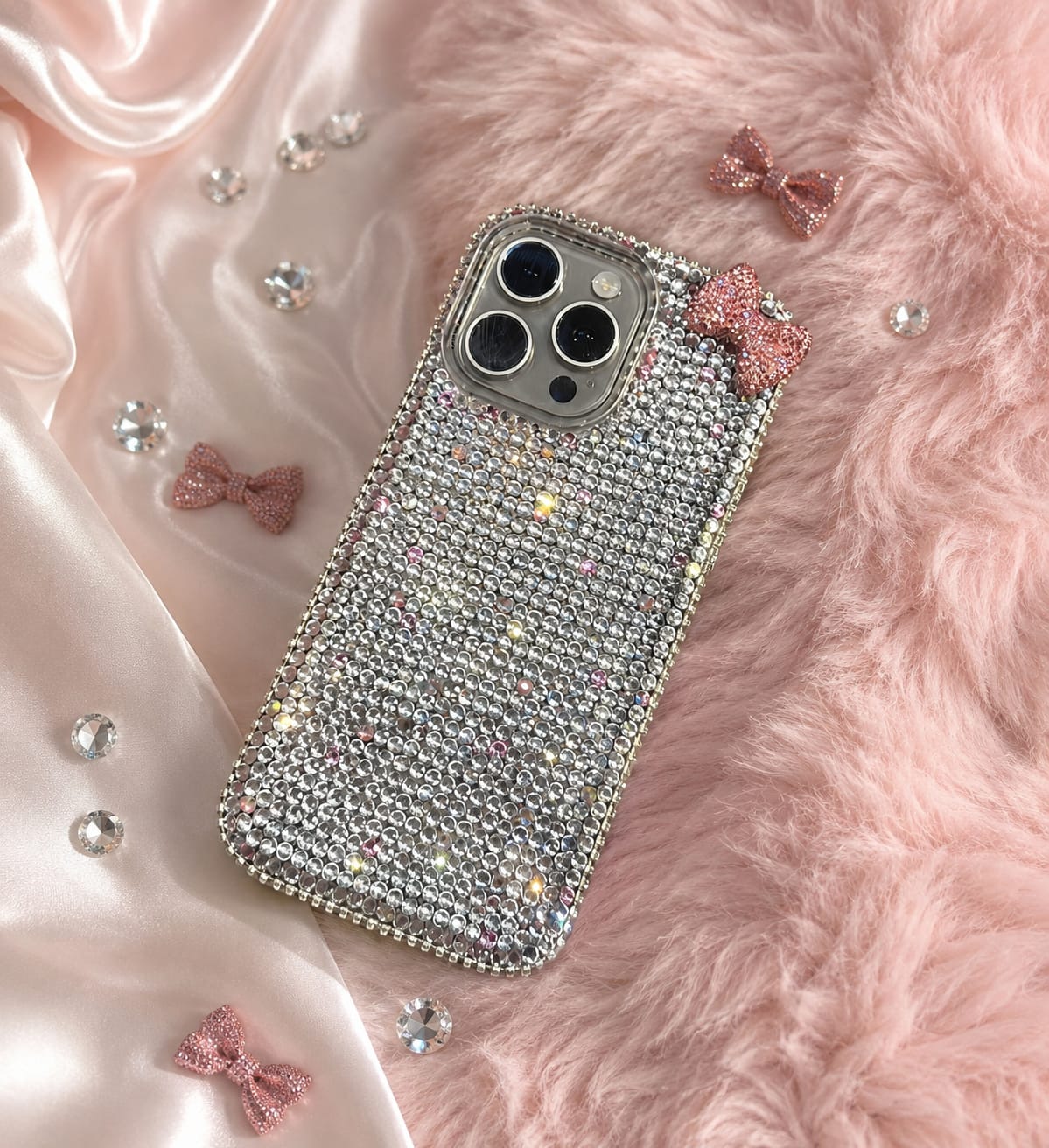 Pink Pookie Bow Crystal Case