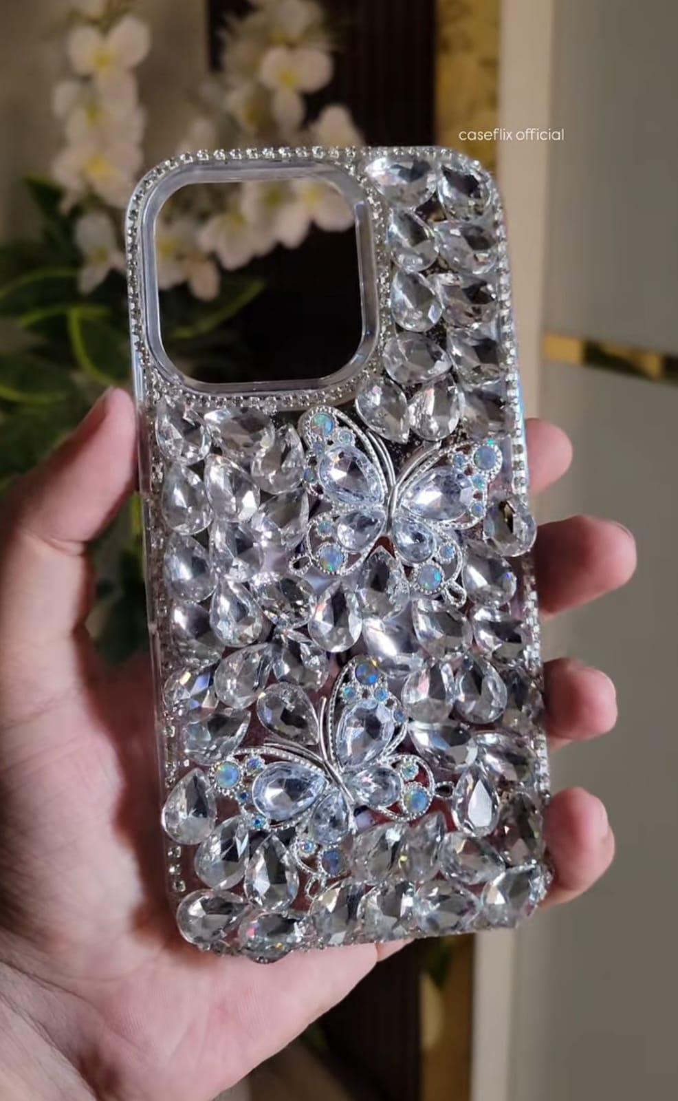 Butterfly Diamond Crystal Case with charm (RS-105)