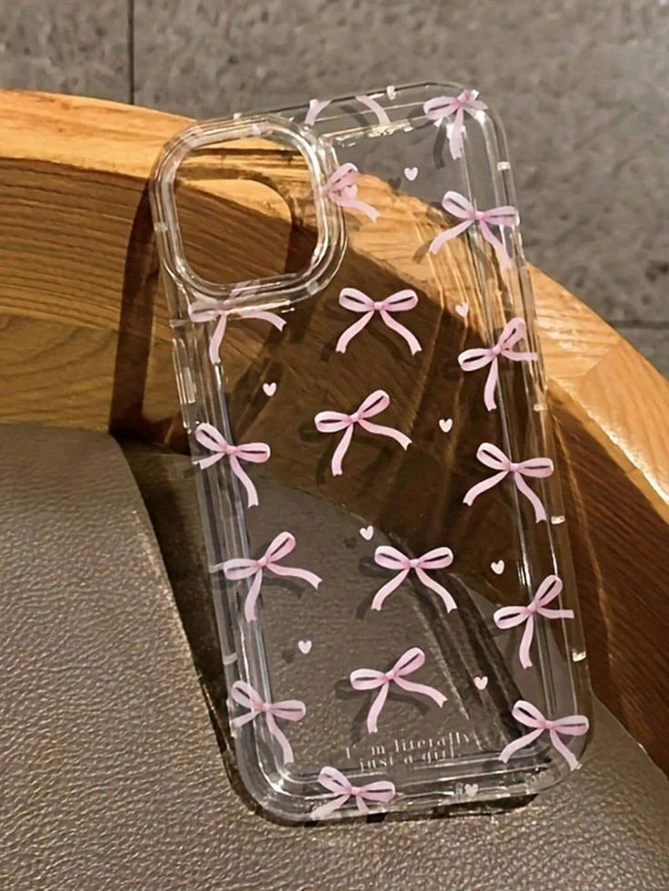 Pink Bow Crystal Clear Acrylic Case