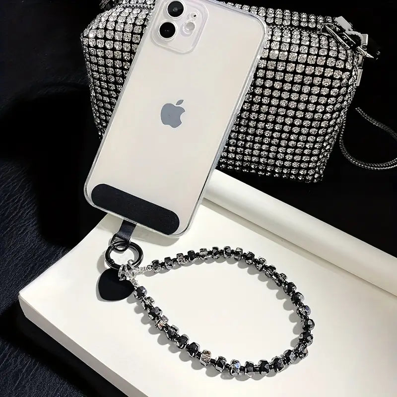Black Crystal Phone Charm