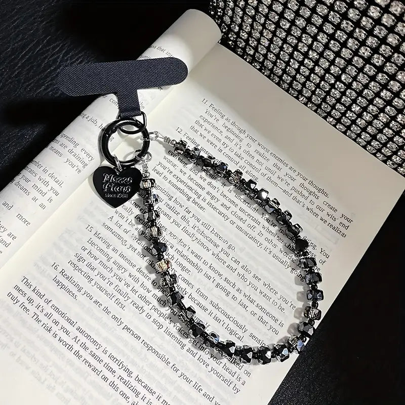 Black Crystal Phone Charm