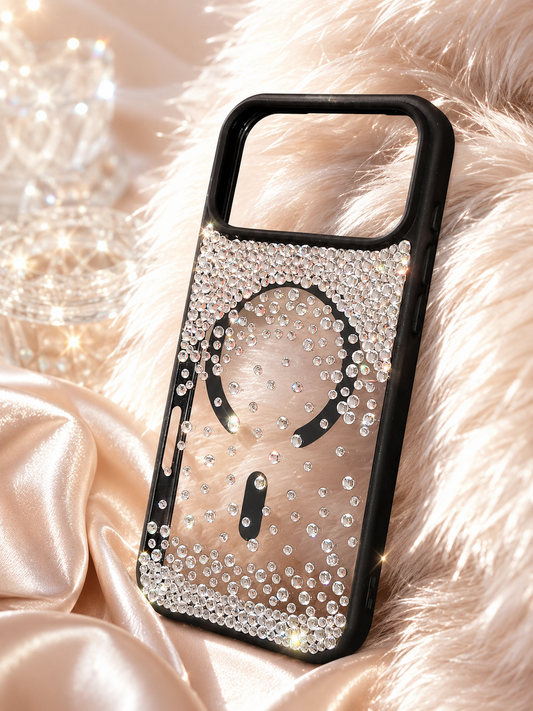 Black Sparkle Stone Case with matching Charm (#RS-084a)