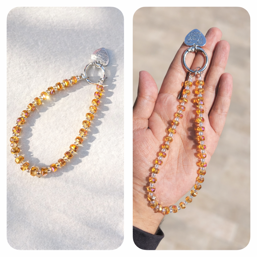 Orange Crystal Phone Charm