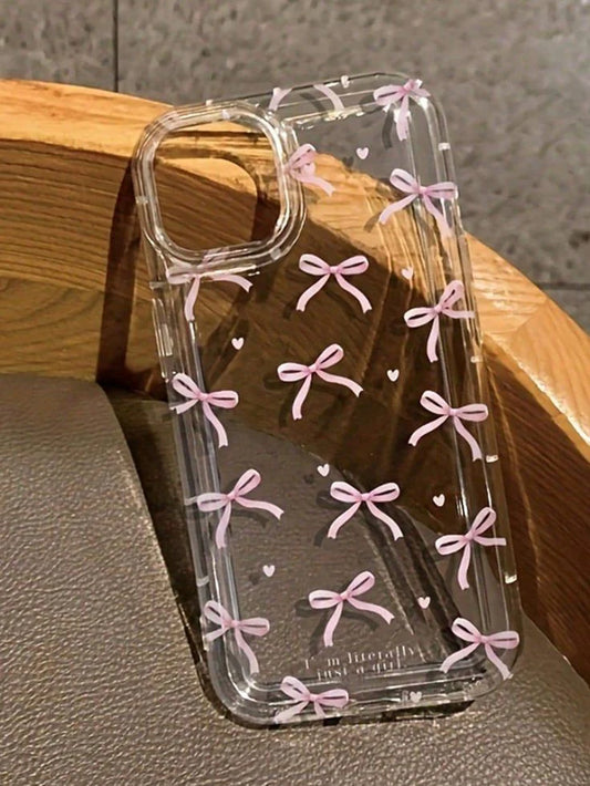 Pink Bow Crystal Clear Acrylic Case