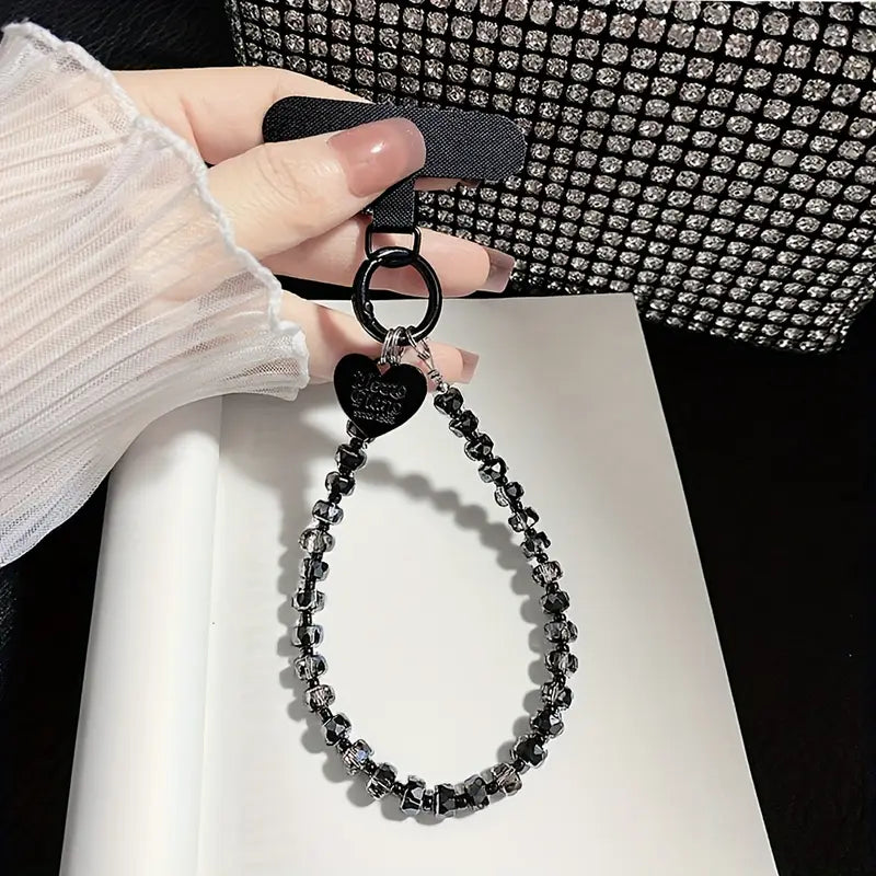 Black Crystal Phone Charm