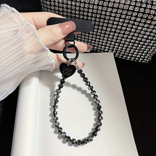 Black Crystal Phone Charm