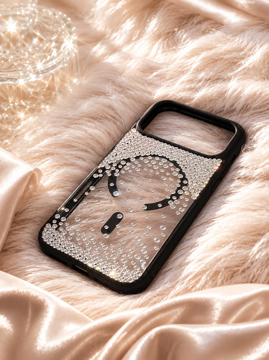 Black Sparkle Stone Case with matching Charm (#RS-084a)