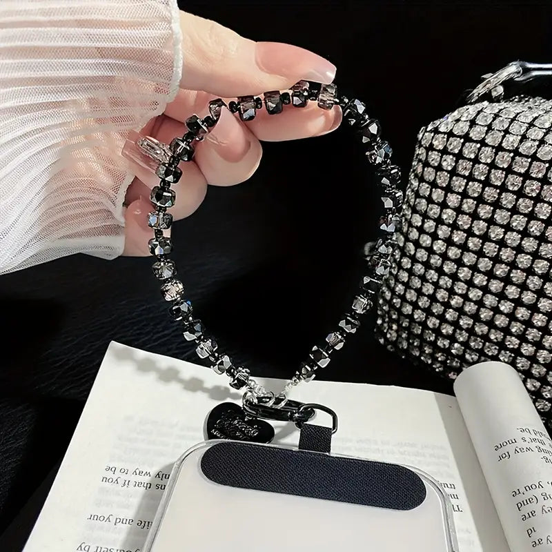 Black Crystal Phone Charm