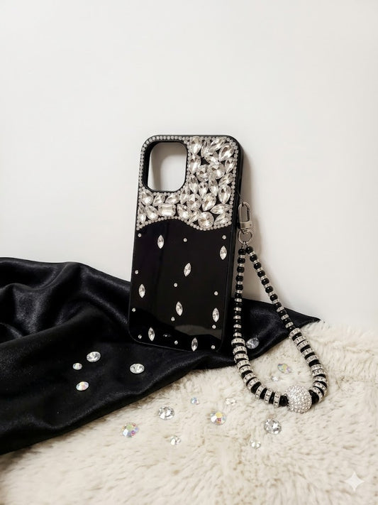 Black Frosted Glam Case with matching Charm (#RS-072)