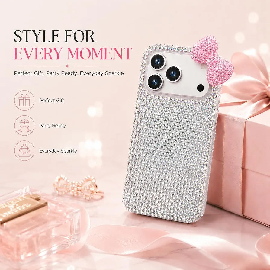 Pink Pookie Bow Crystal Case  (#RS-091)