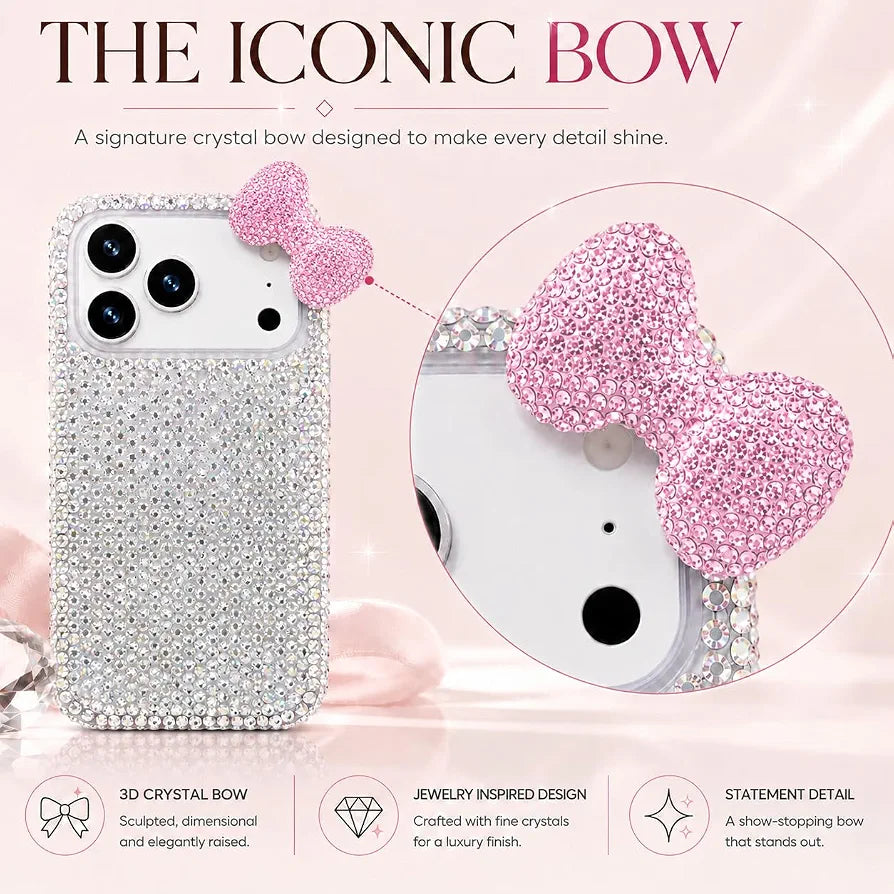 Pink Pookie Bow Crystal Case  (#RS-091)