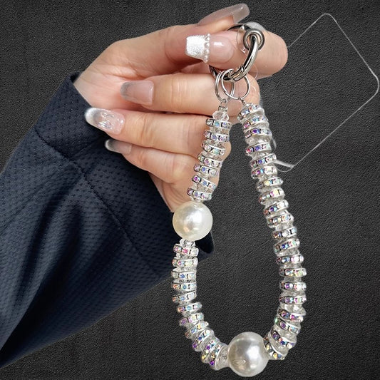 White Pearl Crystal Phone Charm